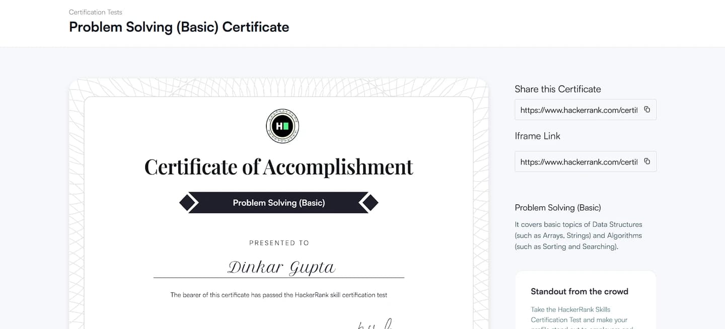 Problem Solving (Basic) credential screenshot