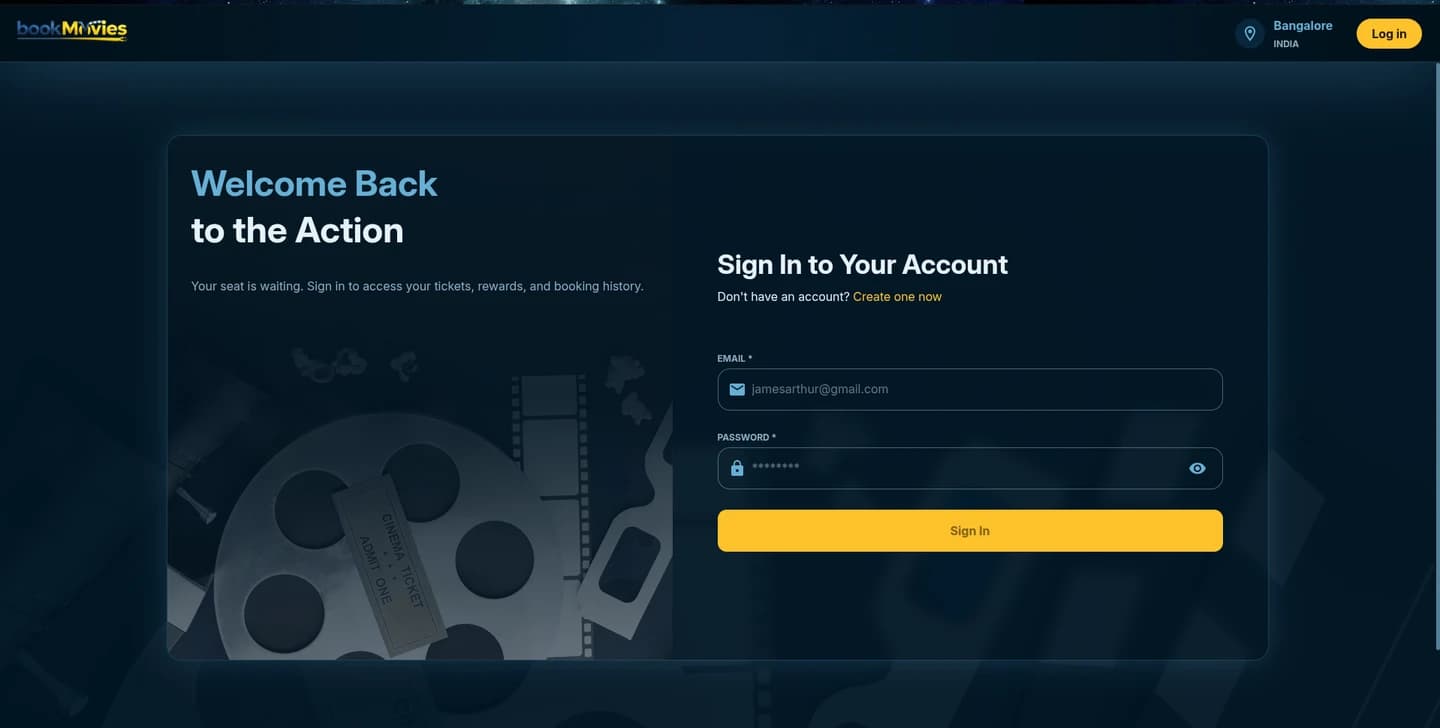 BookMovies frontend sign-in screen