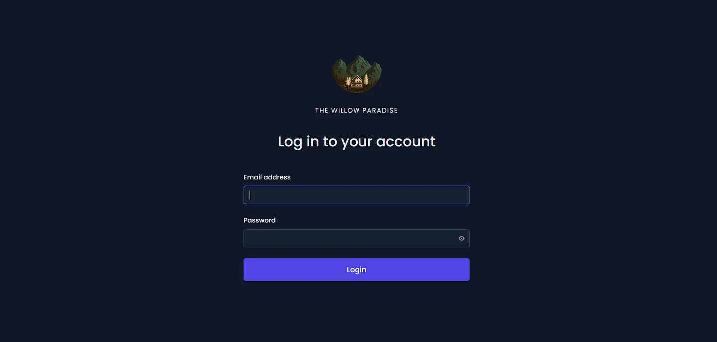 The Willow Paradise employee portal sign-in screen
